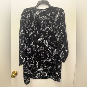 Black and White Horse Print Top
